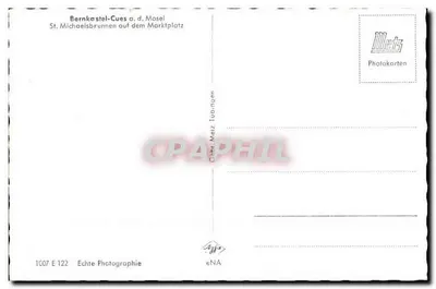 Bernkastel-Cues na Moselha — Fonte de São Miguel no Mercado Público — Mets Photokarten, n° 1007 E 122 — Verso