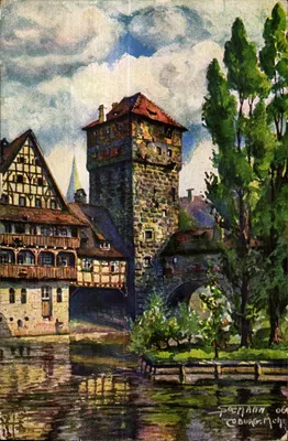 O ponte e a torre de Cobourg — vista pitoresca — Polmann & Co, Cobourg