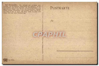 Drachenfels — ruiny na skałach — wydawca Astudin-Karten von Hohlein, nr 111 — Rewers