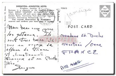 Sheraton-Kingston Hotel — Jamaica — editor Standard Wholesale Supply Co., Boston — Verso