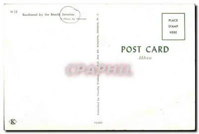 Bacchanal na Praia — Jamaica — Publicado pela Novelty Trading Co., Jamaica, W.I. — Verso
