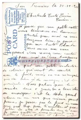 San Francisco widziana z wyspy Diabła — Pacific Novelty Co. n° 1-49 — Rewers