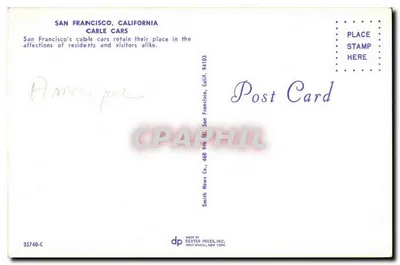 San Francisco, Califórnia — Trams de cabo em Van Ness Ave & Market Streets — Smith News Co., San Francisco, Calif. 94101 — Verso