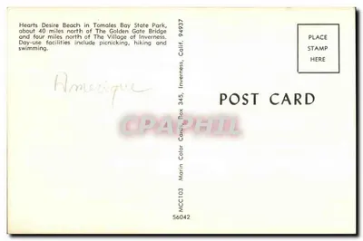 Hearts Desire Beach — Tomales Bay State Park, California — Marin Color Cards, n° MCC103 — Reverso