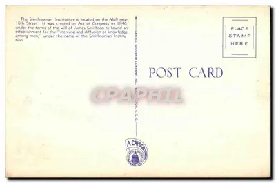 Smithsonian Institution, Washington, D.C. — Publisher Capitol Souvenir Company, series number C-156 — Back