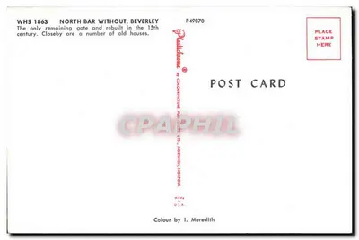 North Bar Without, Beverley — porta do século XV — editor Colourpicture Publications Ltd, Norwich — Verso