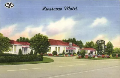 Riverview Motel — Berwick, Pensilvânia — The Mirbane Greeting Card Co.