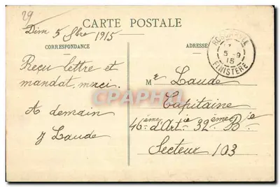 Camaret (Finistère) — Le Rocher du Lion — Éditeur F.T. n°74 — Verso