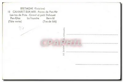 Camaret-sur-Mer — vue des rochers et des îlots — éditeur LE DOARÉ, Châteaulin — Verso