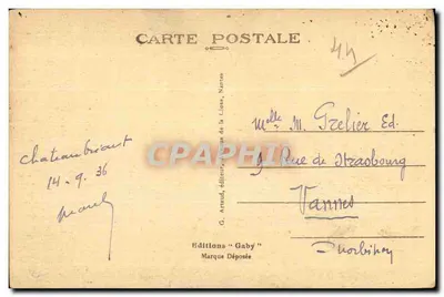 Châteaubriant (Loire-Inférieure) — Castillo de la Renacimiento (siglo XVI) — Las arcadas y logis señorial — Ediciones Gaby — Reverso