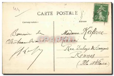 Châteaubriant (Loire-Inf.) — Esplanade en Zuidvleugel van het Kasteel van de Renaissance (1537) — Fototipie Lacroix, Châteaubriant — Achterkant