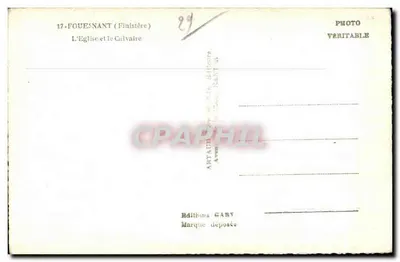 Bilhete postal semimoderno Fouesnant (Finistère) A Igreja e O Calvário — Verso