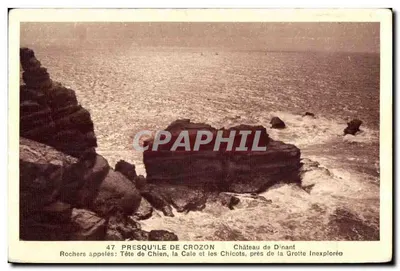 Presqu'île de Crozon — Rochers appelés Tête de Chien, la Cale et les Chicots, près de la Grotte Inexplorée — Henri Braun & Cie