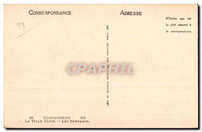 Concarneau — Os Muros — Editor Lévy, Paris — Verso