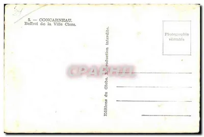 Beffroi da Cidade Fechada — Concarneau — Edições do Globo — Verso