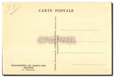 Monastère de Saint-Cyr — Rennes — Le réfectoire — Éditions Universitaires Tourte et Petitin — Verso