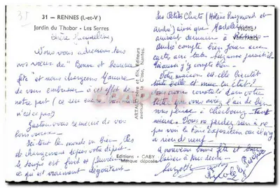 Jardin du Thabor - Les Serres — Rennes (Ille-et-Vilaine) — Éditions Gaby, Nantes — Verso