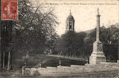 Rennes - Le Thabor (Colonnes Vanneau et Papu) et l'Église Notre-Dame — E. Mary-Rouscelière, édit., Rennes