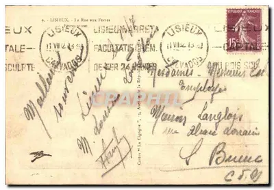 Lisieux — Rue aux Fèvres — Karty « La Cigogne » — Rewers