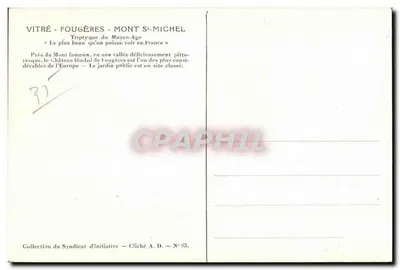 Fougères — A alta Cidade e o Castelo — Verso