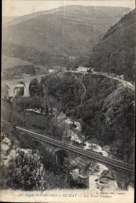 Les Trois Viaducs — Ligne de Castres à Murat — J. Blattes, édit, Castres