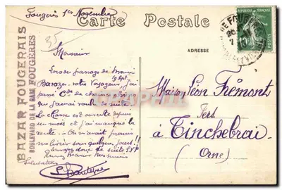 Fougères (I.-&-V.) - Stary Zamek - Część murów obronnych po stronie północnej - Wieża Strażnicza i Wieża Gobelins - A. Landrie, Wydawca, Rennes — Rewers