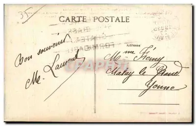 Fougères (Ille-et-Vilaine) — A Entrada do Castelo — A. Lamiré, editor, Rennes — Verso