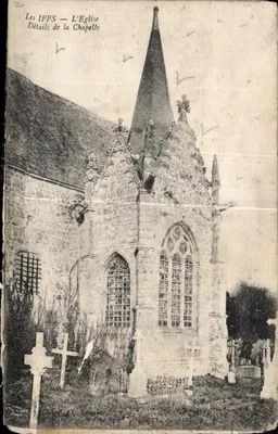 Bilhete postal antigo Les IFFs l Igreja Detalhes da Capela