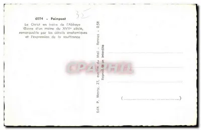 Chrystus na krzyżu — figura z łoża z XVII wieku — Wyd. P. Mesny, Rennes — Rewers