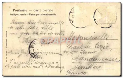 Hamburg — Rathaus — karta pocztowa Union postale universelle n°10 — Rewers