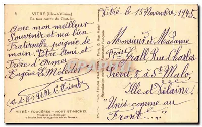 Vitré (Ille-et-Vilaine) — Kwadratowa wieża Châtelet — Wydawnictwo Sztuki VYON — Rewers