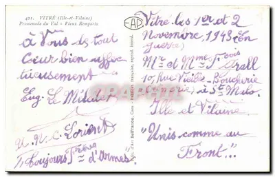 Vitré (Ille-et-Vilaine) — Promenada Val - Stare Mury Obronne — Wydawca F.A.D. nr 421 — Rewers