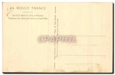 Tombeau de Chateaubriand au Grand Bey — Saint-Malo (Ille-et-Vilaine) — Éditions d'Art Yvon — Verso