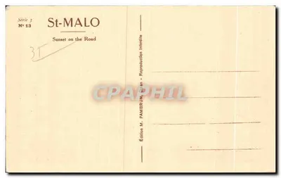 Saint-Malo — A Baía ao Crepúsculo — Edição de M. Pambrun, Série 3 N°13 — Verso