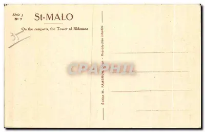Saint-Malo - Sobre os Muros, a Torre de Bidouane — Edição M. Pambrun, série 3 n°7 — Verso