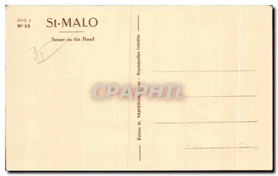 Saint-Malo - A Baía ao Crepúsculo — Edição M. Pambrun, Dihân, Série 3 N° 13 — Verso