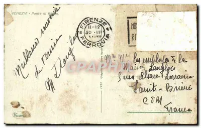 Veneza - Ponte di Rialto — editor 'Becam' n° 1933 — Verso