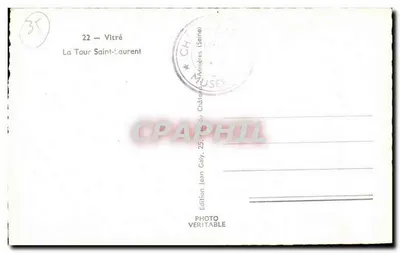 Wieża Świętego Laurenta — Zamek Vitré — Wydawnictwo Jean Galy — Rewers
