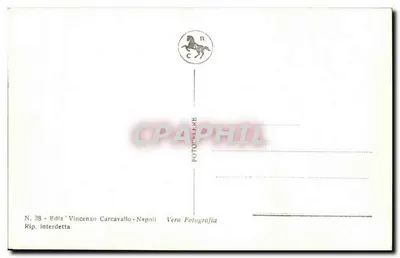 Pompei - Fórum Cívico — visão das ruínas com o monte Vesúvio no fundo — editor Vincenzo Carcavallo, N° 38 — Verso