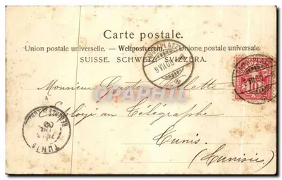 Davos contra o Seehorn — vista panorâmica — Gebr. Künzli, Zurique, Depositado No. 2113 — Verso
