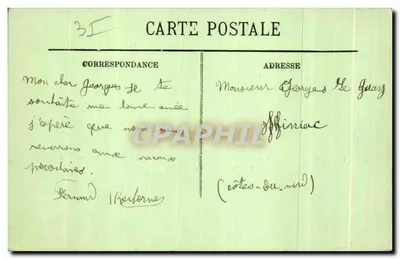Rennes — Pałac Handlu, Poczty, Telegrafu i Telefonu, takim jak będzie w 1913 — według planu M. E. Le Ray, architekta, M. J. Janvier, mistrza — LL — Rewers