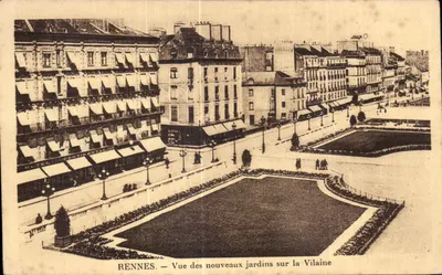 Rennes — Vista dos novos jardins sobre a Vilaine — Hotel Continental