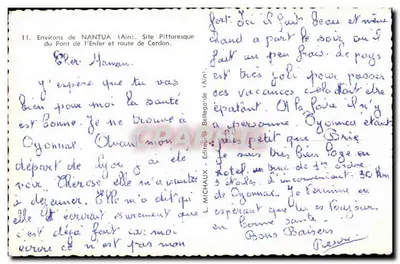 Omgeving van NANTUA (Ain) — Pitschappelijke scène van de Brug van de Hel en weg naar Cerdon — L. MICHAUX - Bellegrande (Ain) — Achterkant