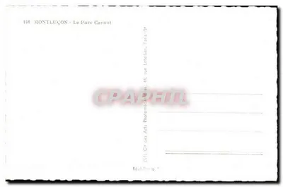 Montluçon - O Parque Carnot — visão do parque com fonte e igreja — editor — Verso