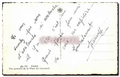 Place du Carrousel — widok ogólny — Éditeur A. Strabos, Paryż, n° 772 — Rewers