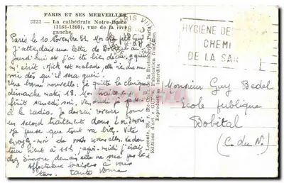 Notre-Dame van Parijs — uitzicht vanaf de linkeroever — A. Leconte, Parijs — Achterkant