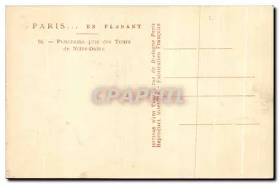 Parigi — Panorama preso dalle Torri di Notre-Dame — Edizioni d'Arte Yvon, Parigi — Verso