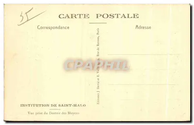 Uitzicht genomen vanuit het Dortoir der Midden — Instelling van Saint-Malo — Uitgaven J. David en E. Valle, Rennes — Achterkant