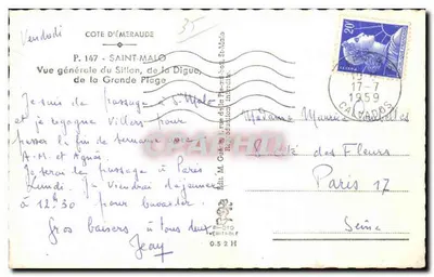 Saint-Malo — Ogólny widok Sillona, Digue, Grande Plage — Éditeur Emge' — Rewers