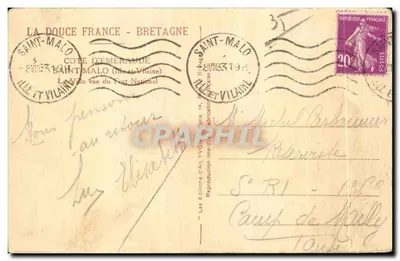 Saint-Malo — Widok na Fort National — Les Éditions d'Art Yvon, Paryż — Rewers